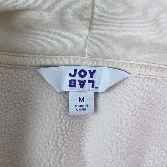 JoyLab Cream Sherpa Zip Up Hoodie Women’s Medium Quilted Hood Cozy Fleece Jacket - Picture 6 of 9